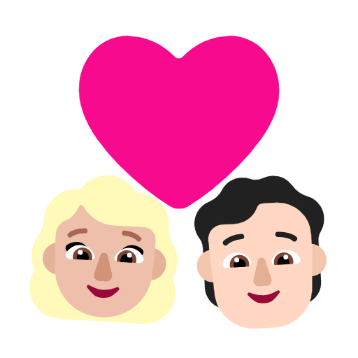 Пара з серцем: жінка, людина, середньо-світлий тон шкіри, світлий тон шкіри для Microsoft Windows 11 23H2 June 2024 Update