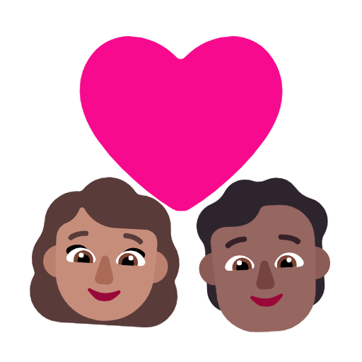 Пара з серцем: жінка, людина, середній тон шкіри, середньо-темний тон шкіри для Microsoft Windows 11 23H2 June 2024 Update