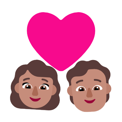 Пара з серцем: жінка, людина, середній тон шкіри для Microsoft Windows 11 23H2 June 2024 Update