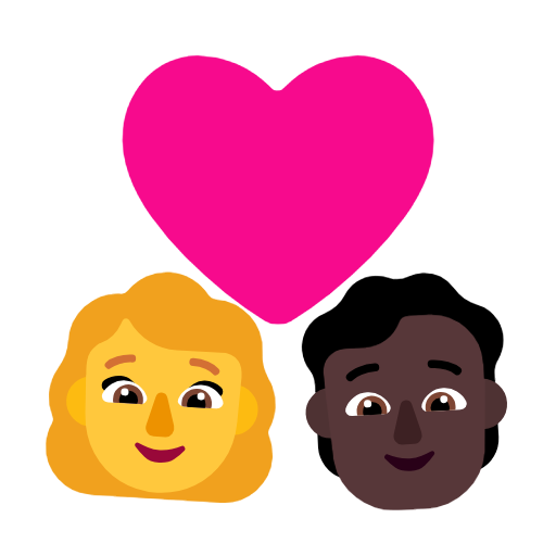 Пара з серцем: жінка, людина, без тону шкіри, темний тон шкіри для Microsoft Windows 11 23H2 June 2024 Update