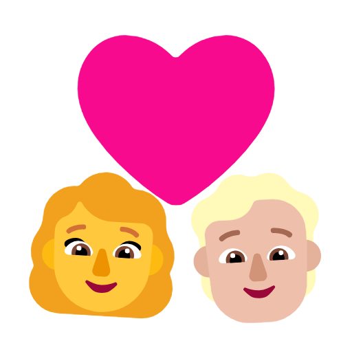 Пара з серцем: жінка, людина, без тону шкіри, середньо-світлий тон шкіри для Microsoft Windows 11 23H2 June 2024 Update