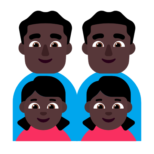 Сім'я-чоловік: темний тон шкіри, чоловік: темний тон шкіри, дівчина: темний тон шкіри, дівчина: темний тон шкіри для Microsoft Windows 11 23H2 June 2024 Update