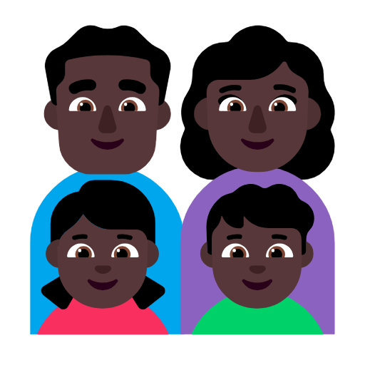 Сім'я-чоловік: темний тон шкіри, жінка: темний тон шкіри, дівчина: темний тон шкіри, хлопчик: темний тон шкіри для Microsoft Windows 11 23H2 June 2024 Update