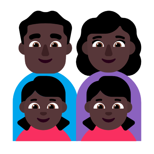 Сім'я-чоловік: темний тон шкіри, жінка: темний тон шкіри, дівчина: темний тон шкіри, дівчина: темний тон шкіри для Microsoft Windows 11 23H2 June 2024 Update