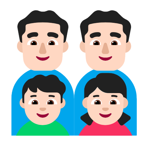 Сім'я-чоловік: світлий тон шкіри, чоловік: світлий тон шкіри, хлопчик: світлий тон шкіри, дівчинка: світлий тон шкіри для Microsoft Windows 11 23H2 June 2024 Update