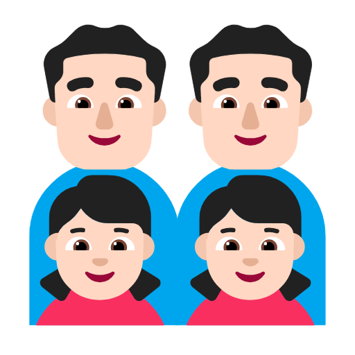 Сім'я-чоловік: світлий тон шкіри, чоловік: світлий тон шкіри, дівчина: світлий тон шкіри, дівчина: світлий тон шкіри для Microsoft Windows 11 23H2 June 2024 Update