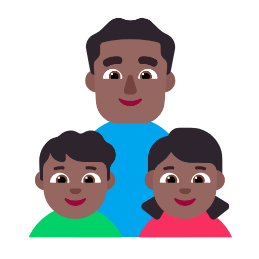 Сім'я-чоловік: середньо-темний тон шкіри, хлопчик: середньо-темний тон шкіри, дівчинка: середньо-темний тон шкіри для Microsoft Windows 11 23H2 June 2024 Update