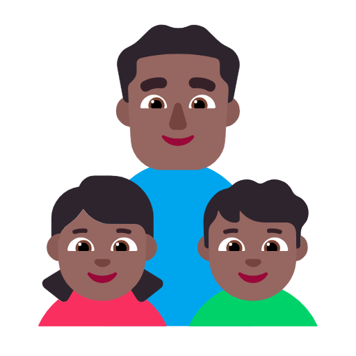 Сім'я-чоловік: середньо-темний тон шкіри, дівчинка: середньо-темний тон шкіри, хлопчик: середньо-темний тон шкіри для Microsoft Windows 11 23H2 June 2024 Update