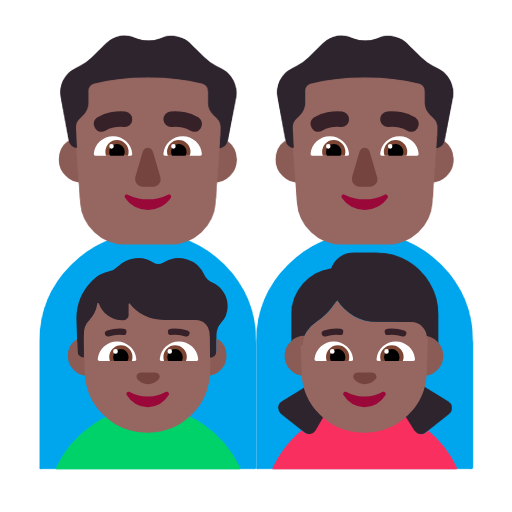 Сім'я-чоловік: середньо-темний тон шкіри, чоловік: середньо-темний тон шкіри, хлопчик: середньо-темний тон шкіри, дівчинка: середньо-темний тон шкіри для Microsoft Windows 11 23H2 June 2024 Update