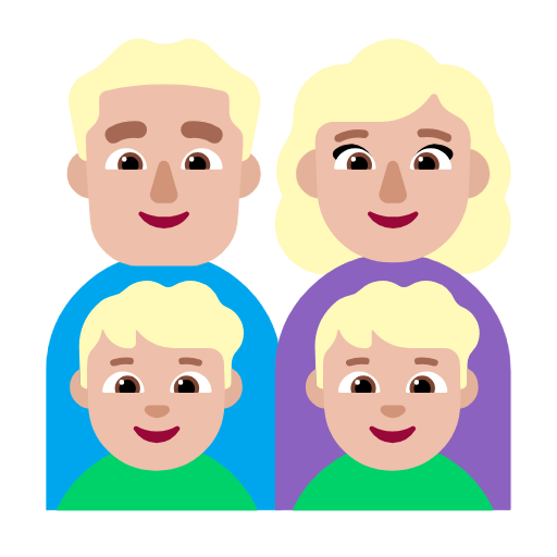 Сім'я-чоловік: середньо-світлий тон шкіри, жінка: середньо-світлий тон шкіри, хлопчик: середньо-світлий тон шкіри, хлопчик: середньо-світлий тон шкіри для Microsoft Windows 11 23H2 June 2024 Update