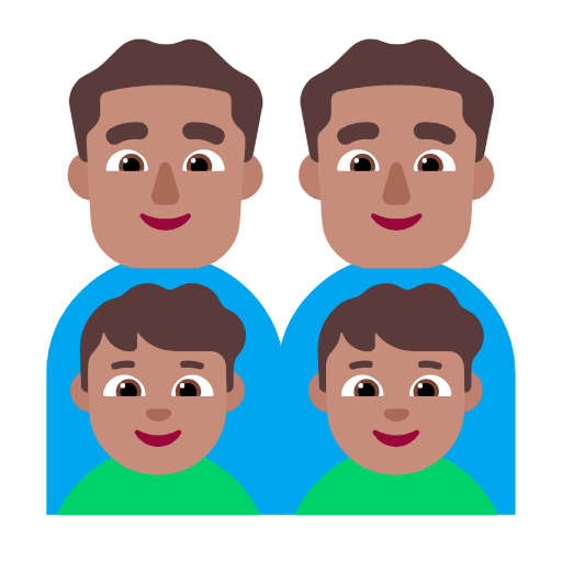 Сім'я-чоловік: середній тон шкіри, чоловік: середній тон шкіри, хлопчик: середній тон шкіри, хлопчик: середній тон шкіри для Microsoft Windows 11 23H2 June 2024 Update