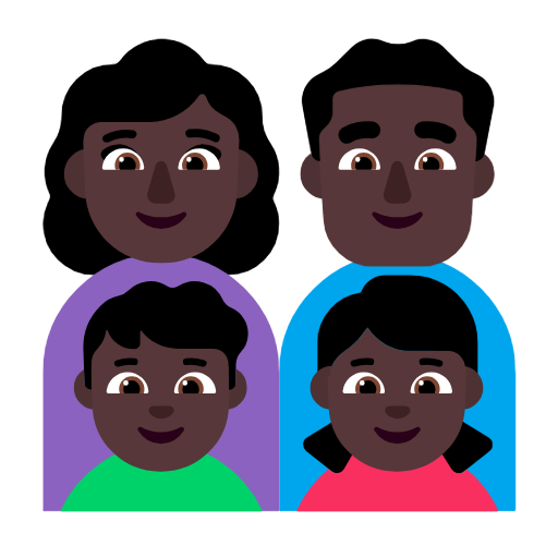 Сім'я-жінка: темний тон шкіри, чоловік: темний тон шкіри, хлопчик: темний тон шкіри, дівчина: темний тон шкіри для Microsoft Windows 11 23H2 June 2024 Update