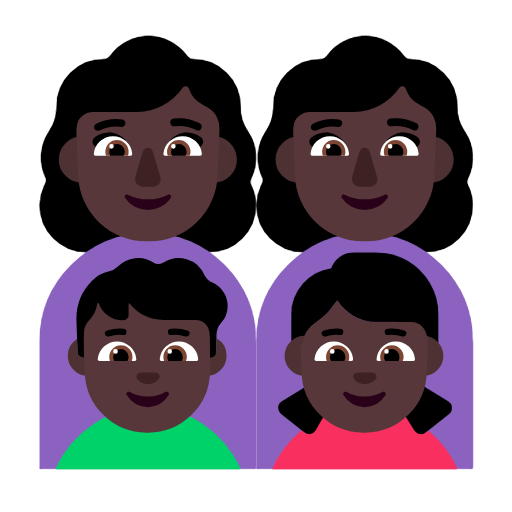 Сім'я-жінка: темний тон шкіри, жінка: темний тон шкіри, хлопчик: темний тон шкіри, дівчина: темний тон шкіри для Microsoft Windows 11 23H2 June 2024 Update