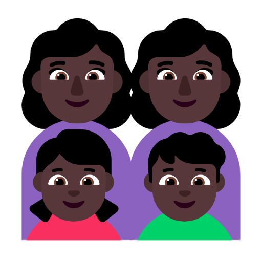 Сім'я-жінка: темний тон шкіри, жінка: темний тон шкіри, дівчина: темний тон шкіри, хлопчик: темний тон шкіри для Microsoft Windows 11 23H2 June 2024 Update