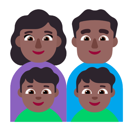 Сім'я-жінка: середньо-темний тон шкіри, чоловік: середньо-темний тон шкіри, хлопчик: середньо-темний тон шкіри, хлопчик: середньо-темний тон шкіри для Microsoft Windows 11 23H2 June 2024 Update