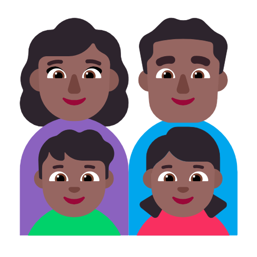 Сім'я-жінка: середньо-темний тон шкіри, чоловік: середньо-темний тон шкіри, хлопчик: середньо-темний тон шкіри, дівчинка: середньо-темний тон шкіри для Microsoft Windows 11 23H2 June 2024 Update