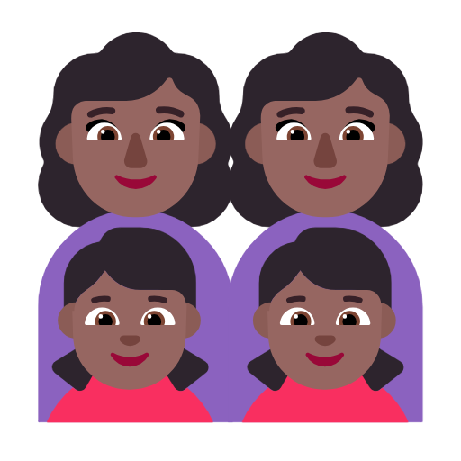 Сім'я-жінка: середньо-темний тон шкіри, жінка: середньо-темний тон шкіри, дівчинка: середньо-темний тон шкіри, дівчинка: середньо-темний тон шкіри для Microsoft Windows 11 23H2 June 2024 Update