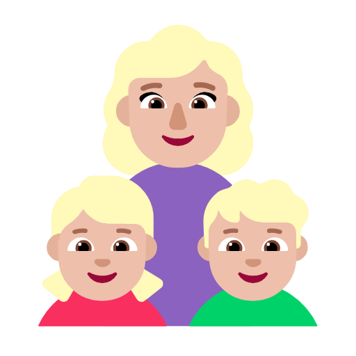 Сім'я-жінка: середньо-світлий тон шкіри, дівчинка: середньо-світлий тон шкіри, хлопчик: середньо-світлий тон шкіри для Microsoft Windows 11 23H2 June 2024 Update