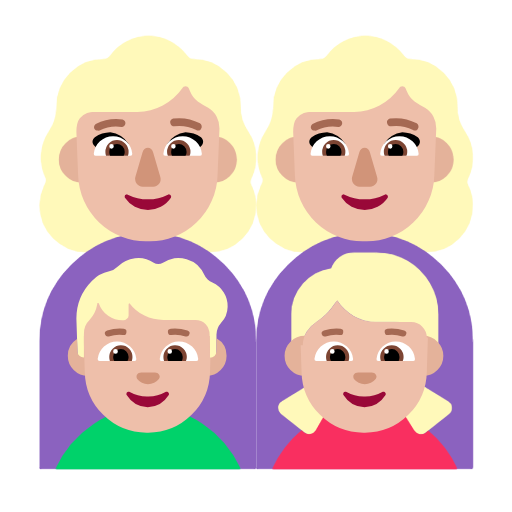 Сім'я-жінка: середньо-світлий тон шкіри, жінка: середньо-світлий тон шкіри, хлопчик: середньо-світлий тон шкіри, дівчинка: середньо-світлий тон шкіри для Microsoft Windows 11 23H2 June 2024 Update