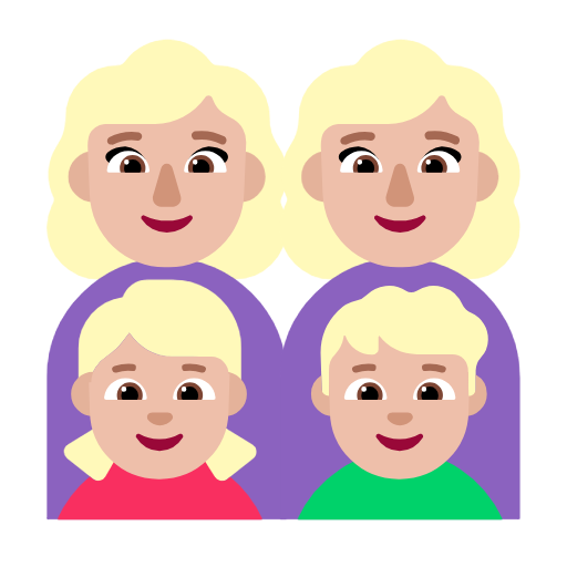 Сім'я-жінка: середньо-світлий тон шкіри, жінка: середньо-світлий тон шкіри, дівчинка: середньо-світлий тон шкіри, хлопчик: середньо-світлий тон шкіри для Microsoft Windows 11 23H2 June 2024 Update