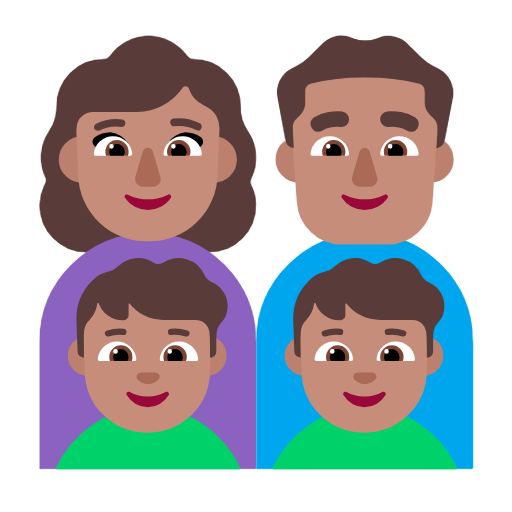 Сім'я-жінка: середній тон шкіри, чоловік: середній тон шкіри, хлопчик: середній тон шкіри, хлопчик: середній тон шкіри для Microsoft Windows 11 23H2 June 2024 Update