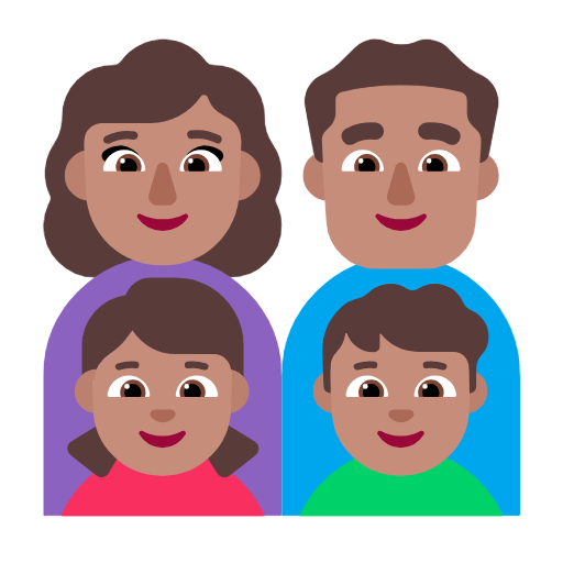 Сім'я-жінка: середній тон шкіри, чоловік: середній тон шкіри, дівчинка: середній тон шкіри, хлопчик: середній тон шкіри для Microsoft Windows 11 23H2 June 2024 Update