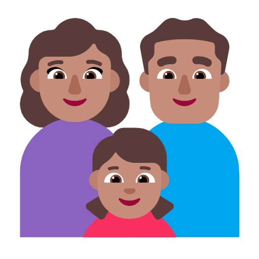 Сім'я-жінка: середній тон шкіри, чоловік: середній тон шкіри, дівчинка: середній тон шкіри для Microsoft Windows 11 23H2 June 2024 Update