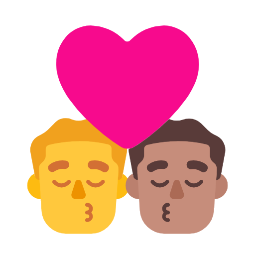 Поцілунок-чоловік: без тону шкіри, чоловік: середній тон шкіри для Microsoft Windows 11 23H2 June 2024 Update