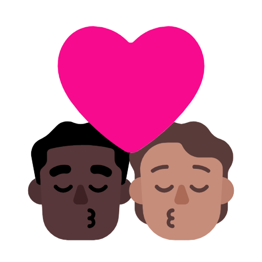 Поцілунок: чоловік, Людина, темний тон шкіри, середній тон шкіри для Microsoft Windows 11 23H2 June 2024 Update