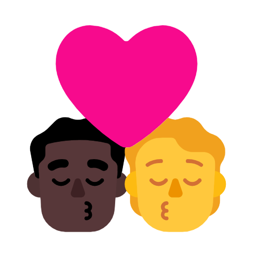 Поцілунок: чоловік, Людина, темний тон шкіри, без тону шкіри для Microsoft Windows 11 23H2 June 2024 Update