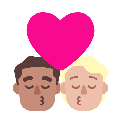 Поцелуй: Мужчина, Человек, Средний тон кожи, Средне-светлый тон кожи для Microsoft Windows 11 23H2 June 2024 Update