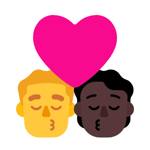 Поцілунок: чоловік, Людина, без тону шкіри, темний тон шкіри для Microsoft Windows 11 23H2 June 2024 Update