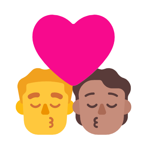 Поцілунок: чоловік, Людина, без тону шкіри, середній тон шкіри для Microsoft Windows 11 23H2 June 2024 Update