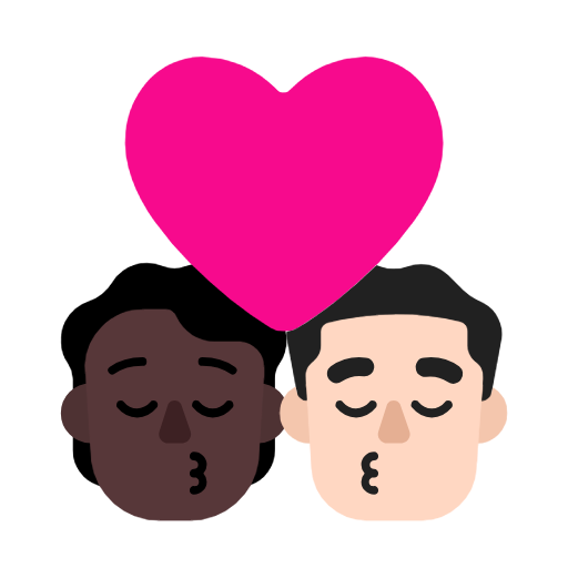 Поцілунок: людина, чоловік, темний тон шкіри, світлий тон шкіри для Microsoft Windows 11 23H2 June 2024 Update