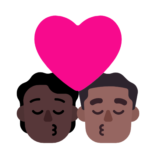 Поцілунок: людина, чоловік, темний тон шкіри, середньо-темний тон шкіри для Microsoft Windows 11 23H2 June 2024 Update