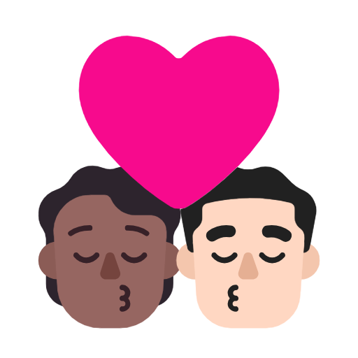 Поцілунок: людина, чоловік, середньо-темний тон шкіри, світлий тон шкіри для Microsoft Windows 11 23H2 June 2024 Update