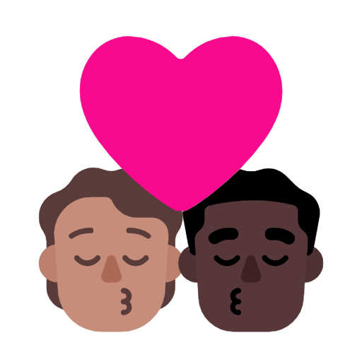 Поцілунок: людина, чоловік, середній тон шкіри, темний тон шкіри для Microsoft Windows 11 23H2 June 2024 Update