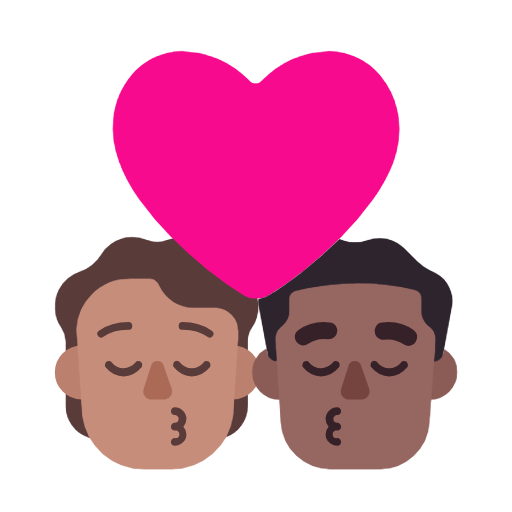 Поцілунок: людина, чоловік, середній тон шкіри, середньо-темний тон шкіри для Microsoft Windows 11 23H2 June 2024 Update