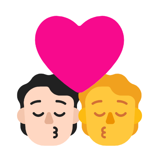 Поцілунок: людина, людина, світлий тон шкіри, без тону шкіри для Microsoft Windows 11 23H2 June 2024 Update