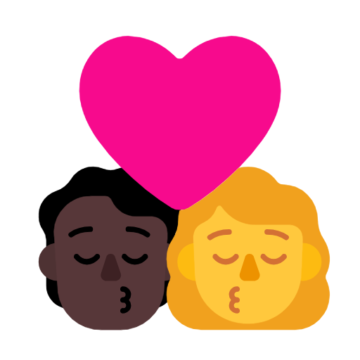 Поцелуй: Человек, Женщина, Темный оттенок кожи, Без оттенка кожи для Microsoft Windows 11 23H2 June 2024 Update