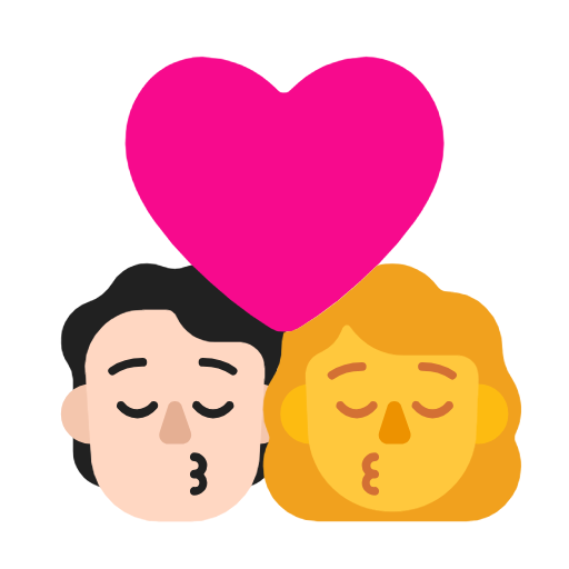 Поцелуй: Человек, Женщина, Светлый тон кожи, Без тона кожи для Microsoft Windows 11 23H2 June 2024 Update