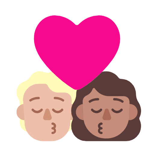 Поцілунок: людина, жінка, середньо-світлий тон шкіри, середній тон шкіри для Microsoft Windows 11 23H2 June 2024 Update