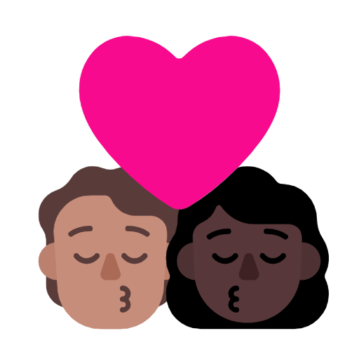 Поцілунок: людина, жінка, середній тон шкіри, темний тон шкіри для Microsoft Windows 11 23H2 June 2024 Update