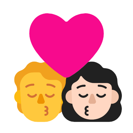 Поцілунок: людина, жінка, без тону шкіри, світлий тон шкіри для Microsoft Windows 11 23H2 June 2024 Update