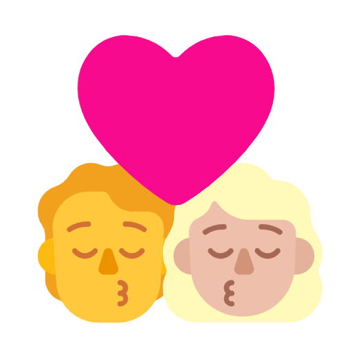 Поцелуй: Человек, Женщина, Без тона кожи, Средне-светлый тон кожи для Microsoft Windows 11 23H2 June 2024 Update