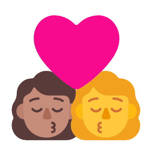 Поцілунок-жінка: середній тон шкіри, жінка: без тону шкіри для Microsoft Windows 11 23H2 June 2024 Update