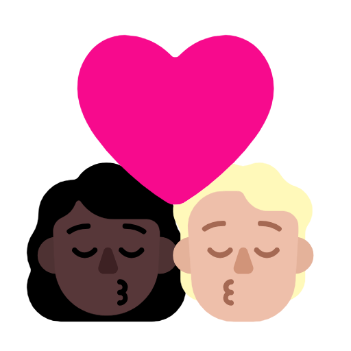 Поцілунок: жінка, людина, темний тон шкіри, середньо-світлий тон шкіри для Microsoft Windows 11 23H2 June 2024 Update