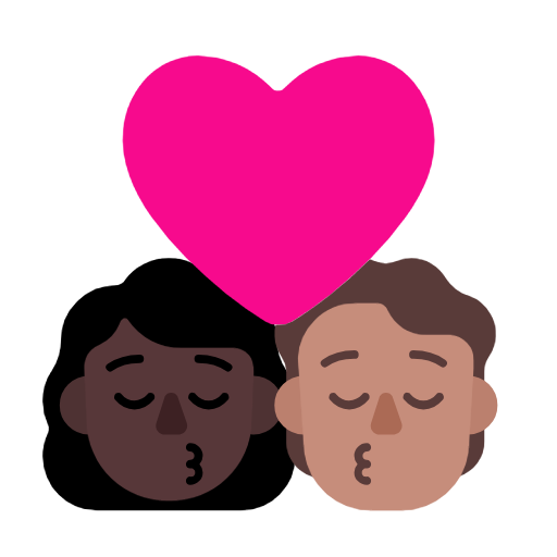 Поцілунок: жінка, людина, темний тон шкіри, середній тон шкіри для Microsoft Windows 11 23H2 June 2024 Update