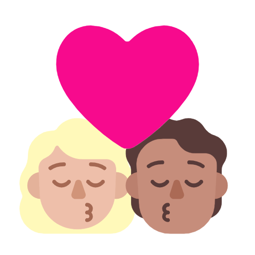 Поцілунок: жінка, людина, середньо-світлий тон шкіри, середній тон шкіри для Microsoft Windows 11 23H2 June 2024 Update