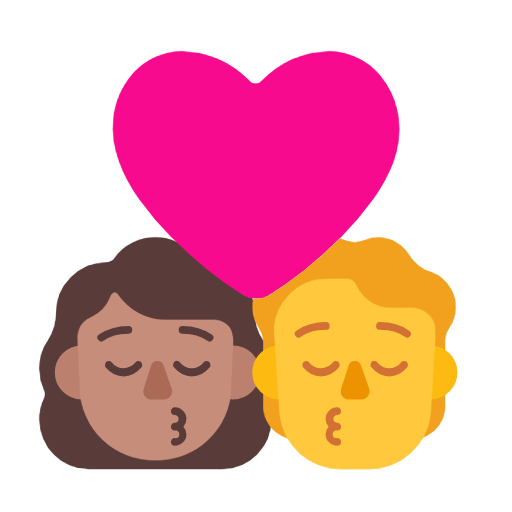 Поцілунок: жінка, людина, середній тон шкіри, без тону шкіри для Microsoft Windows 11 23H2 June 2024 Update